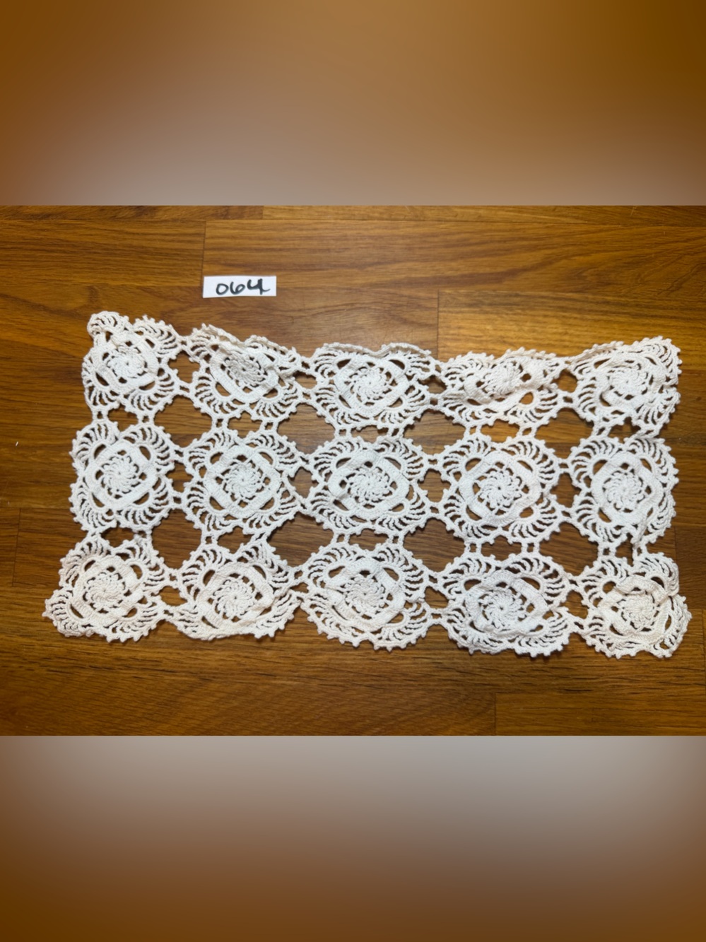 Crochet Lace Small Table Runner - White